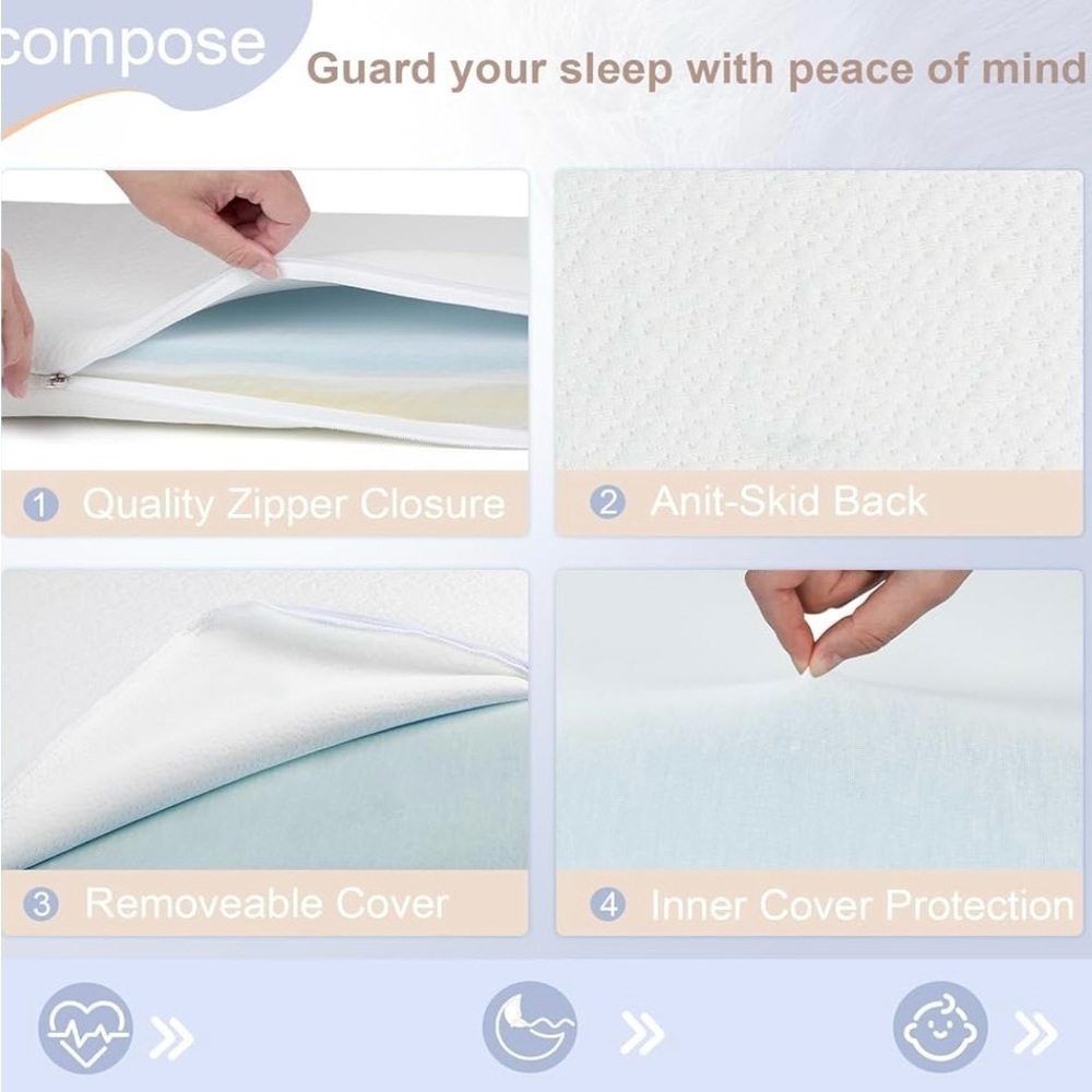 NeoBorn Baby Bassinet Mattress Pad, 20”x33”, Dual Sided Comfort Gel Memory Foam - Picture 7 of 10